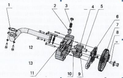 玉柴YC4110機油泵總成結(jié)構(gòu)圖